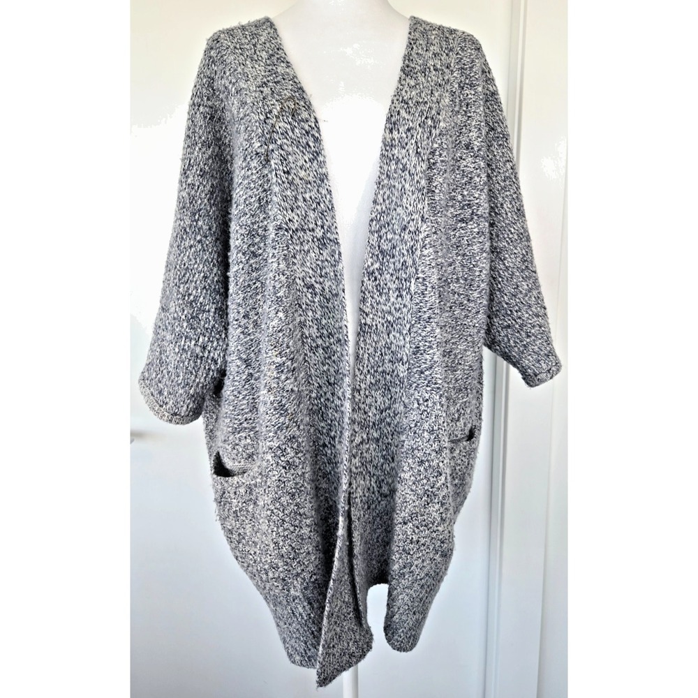 Kaisely Wool Blend Knit Half Sleeves Midi Length Kimono Cardigan Oversize Sz S